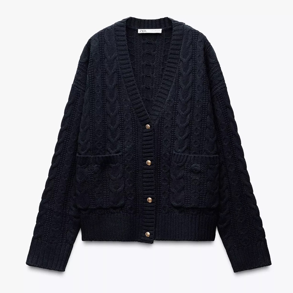 ZARA CABLE-KNIT CARDIGAN; SIZE SMALL; NWT